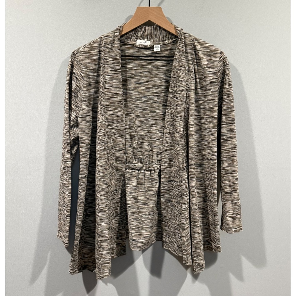 Pure Jill J. Jill Lightweight Space Dye Cotton Open Front Cardigan Petite M